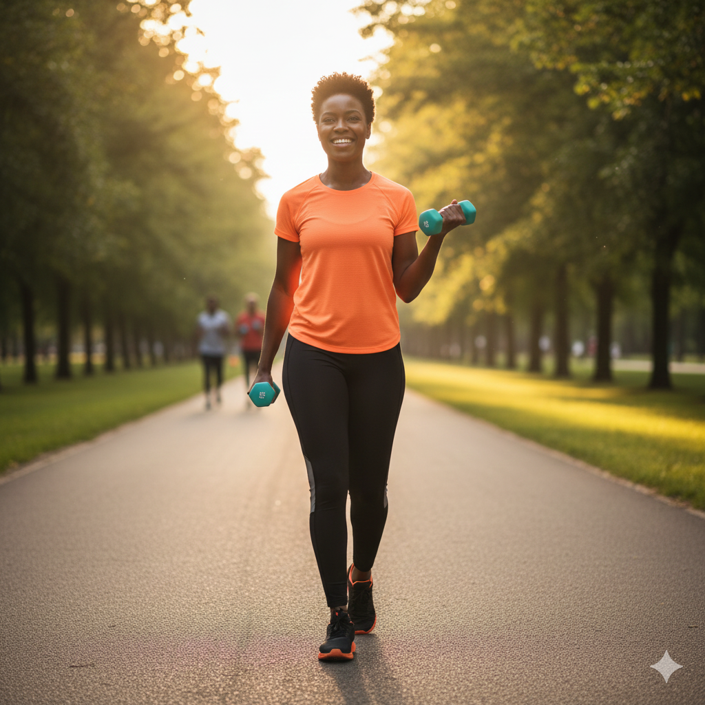 Regular exercise like walking, yoga, or even a little living-room dancing can do wonders for menopause symptoms. A balanced diet loaded with fruits, veggies, and calcium also helps, and you can even turn healthy cooking into a date instead of heading to the pub.